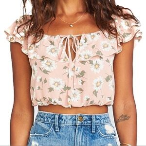 Show Me Your MuMu Pink Floral Crop Blouse